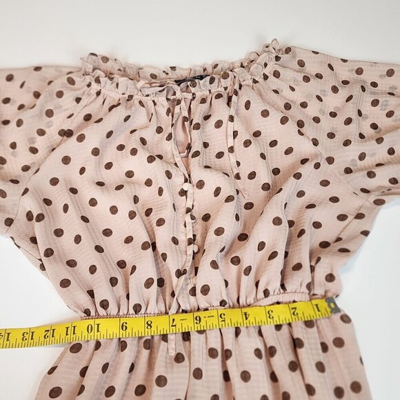 Lulus Dress sz M women Love You Tier-ly Blush Pink Polka Dot Tiered Midi Retro - Picture 14 of 16